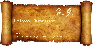 Halvax Jusztusz névjegykártya